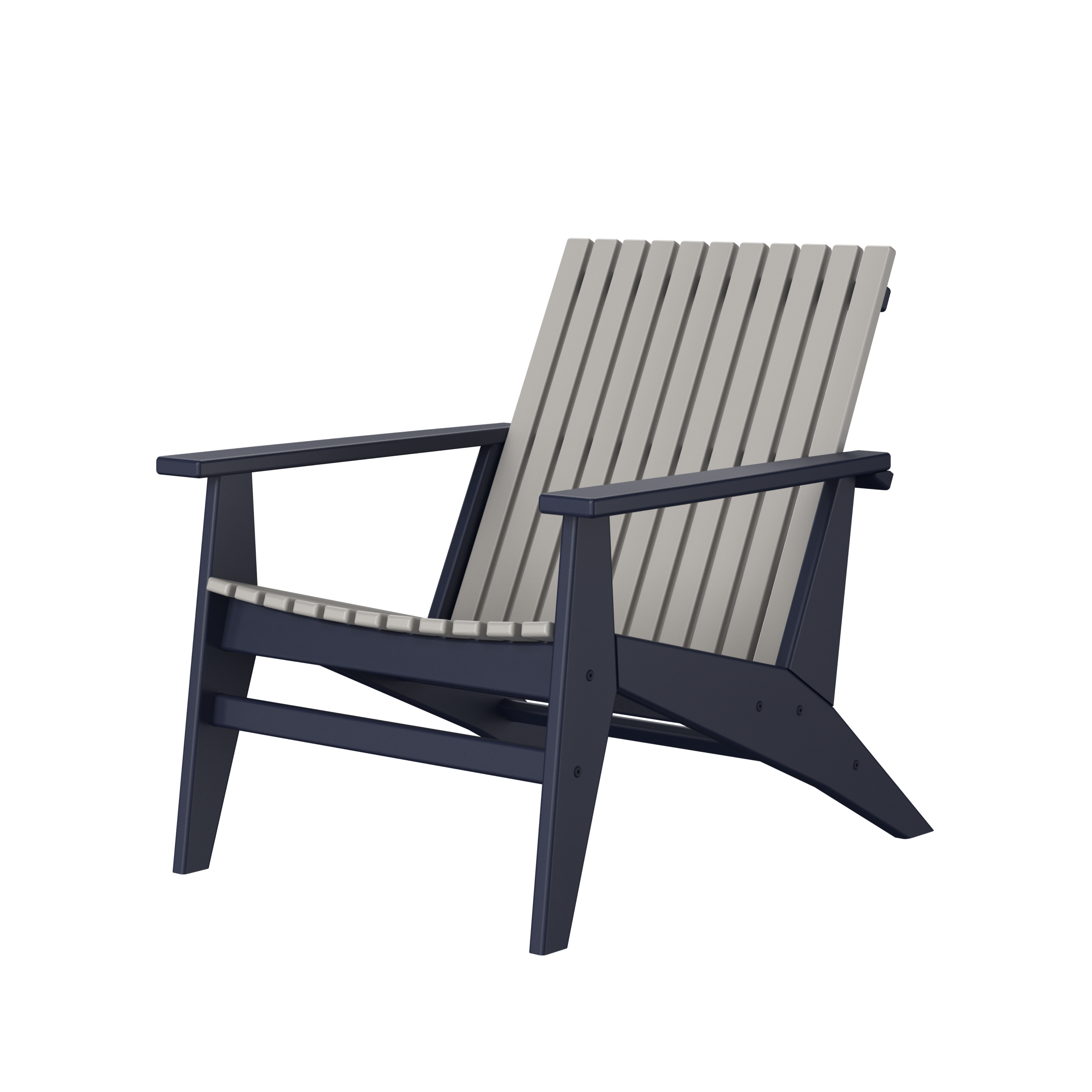 Angled front view of Blaine chair dove gray/patriot blue